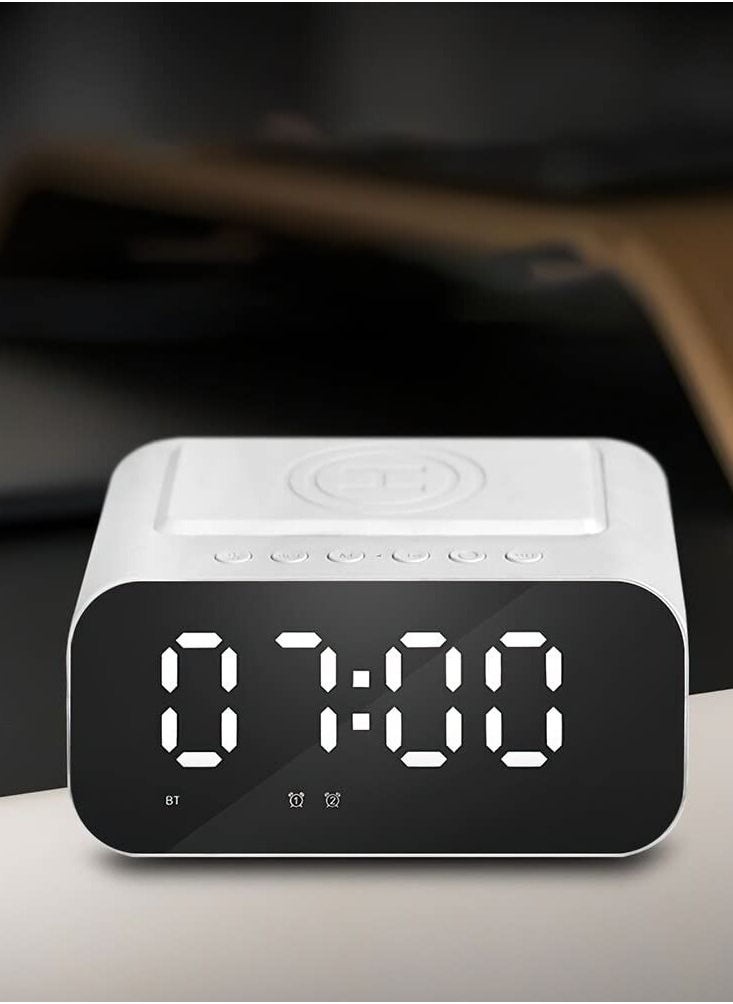 XVersion 7 in 1 LED Alarm Clock with Bluetooth Speaker and Fast Wireless Charging for iPhone - White  - Image 3