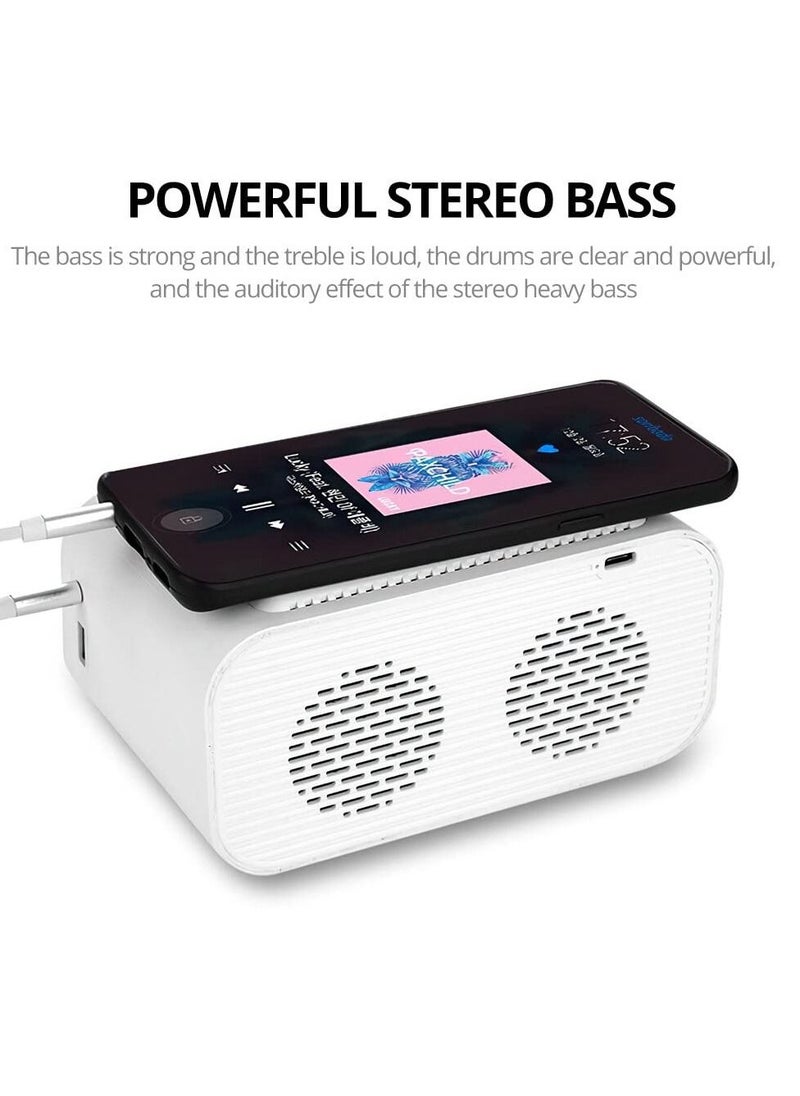 XVersion 7 in 1 LED Alarm Clock with Bluetooth Speaker and Fast Wireless Charging for iPhone - White  - Image 2