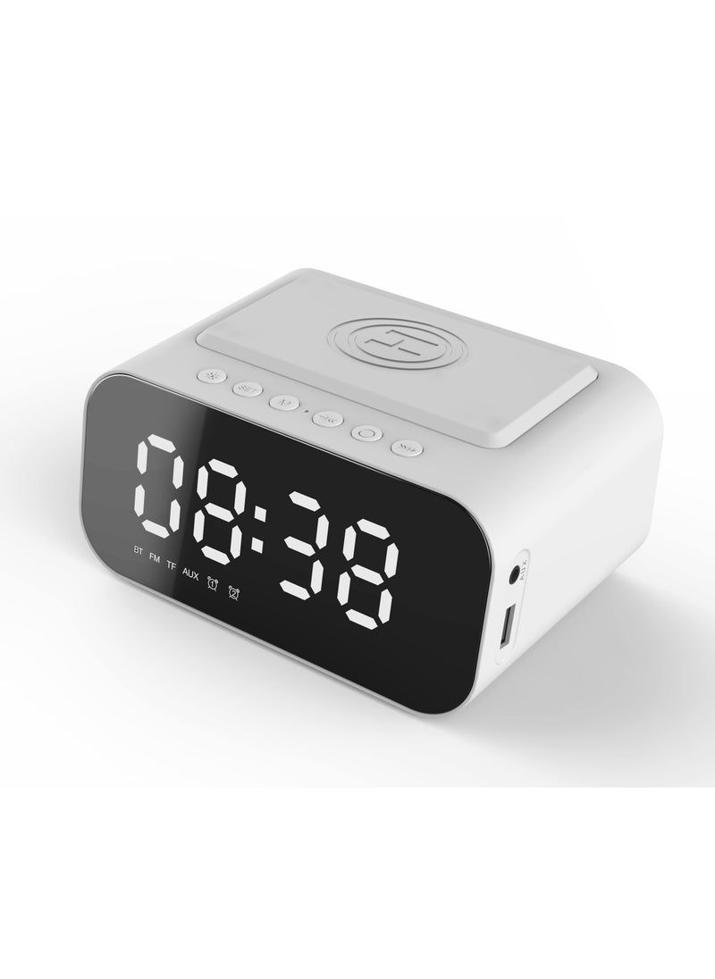 XVersion 7 in 1 LED Alarm Clock with Bluetooth Speaker and Fast Wireless Charging for iPhone - White  - Image 5