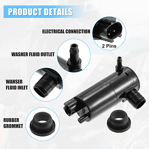 ACROPIX Windshield Washer Motor Pump with Grommet for Nissan Altima Rogue Maxima NV200 Versa - Pack of 1 Black - Image 3