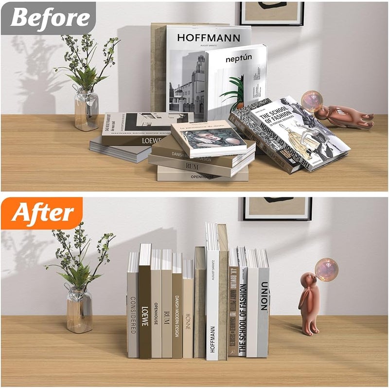 Dooiclear Acrylic Bookends 4 Pcs, Clear Book Ends for Shelves, Transparent Bookend Organizer, Book Holder Stand Decorative, Book Stoppers for Heavy Duty Books, CD, File, Video Games - Image 4