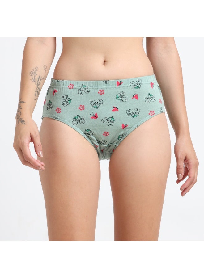 DUJE Women’s Printed Panties (3-Pack Combo 6 – Green, Orange & Purple) | 95% Cotton 5% Spandex | Stretchable, Breathable, Sweat-Absorbing, Anti-Bacterial & Odour-Free Everyday Comfort Innerwear - Image 4