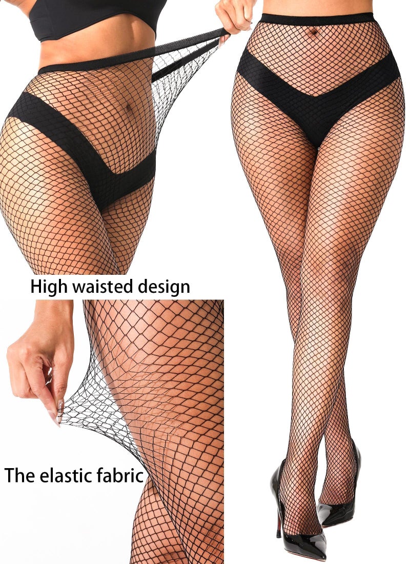 lmotpe Plus Size Fishnets Black Tights Women's Stockings Pantyhose High Waist Sexy Fishnet Stockings for Women - Image 3