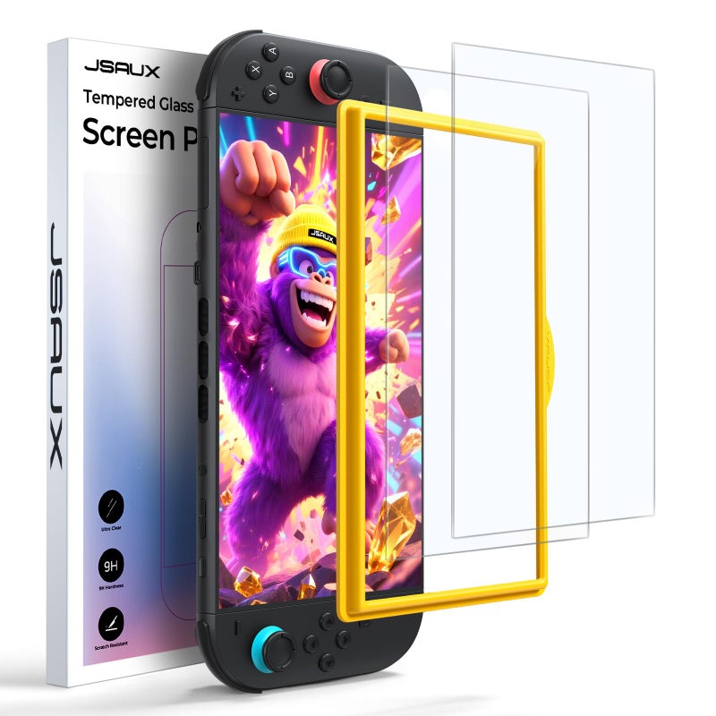 JSAUX 2-Pack Anti-Glare Screen Protector for Nintendo Switch 2, Matte Tempered Glass Protector Easy to Install with Guiding Frame 9H Hardness Scratch Resistant Accessories for Switch2 - Image 1