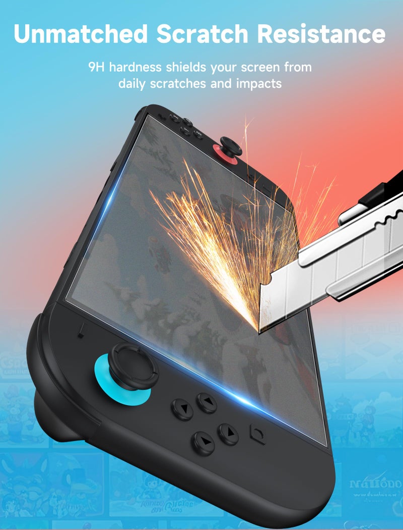 JSAUX 2-Pack Anti-Glare Screen Protector for Nintendo Switch 2, Matte Tempered Glass Protector Easy to Install with Guiding Frame 9H Hardness Scratch Resistant Accessories for Switch2 - Image 5