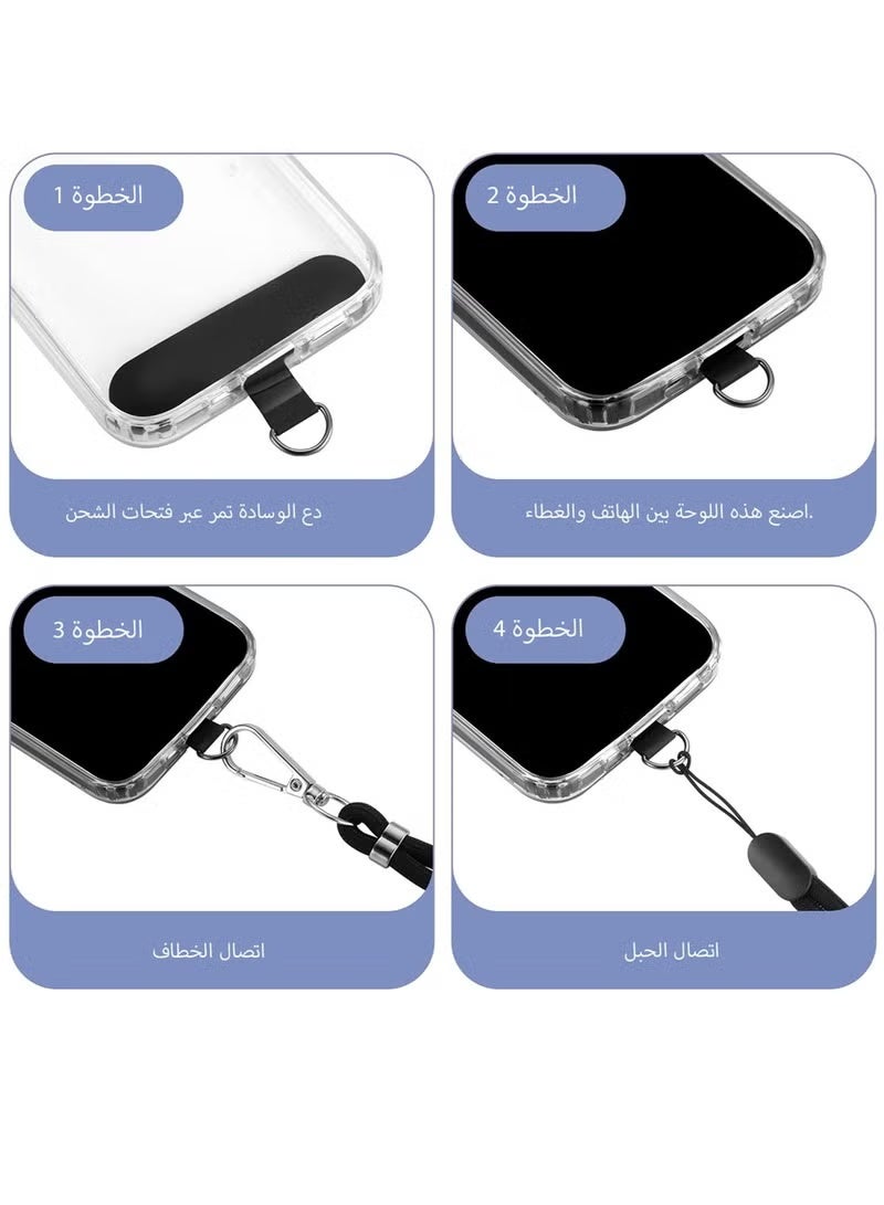 Gecomo 2-Piece Phone Lanyard, Universal Crossbody Phone Lanyard, Multi-Purpose Nylon Patch, Adjustable Shoulder and Neck Straps, Compatible with Most Smartphones, Two Lengths (Black) - Image 4