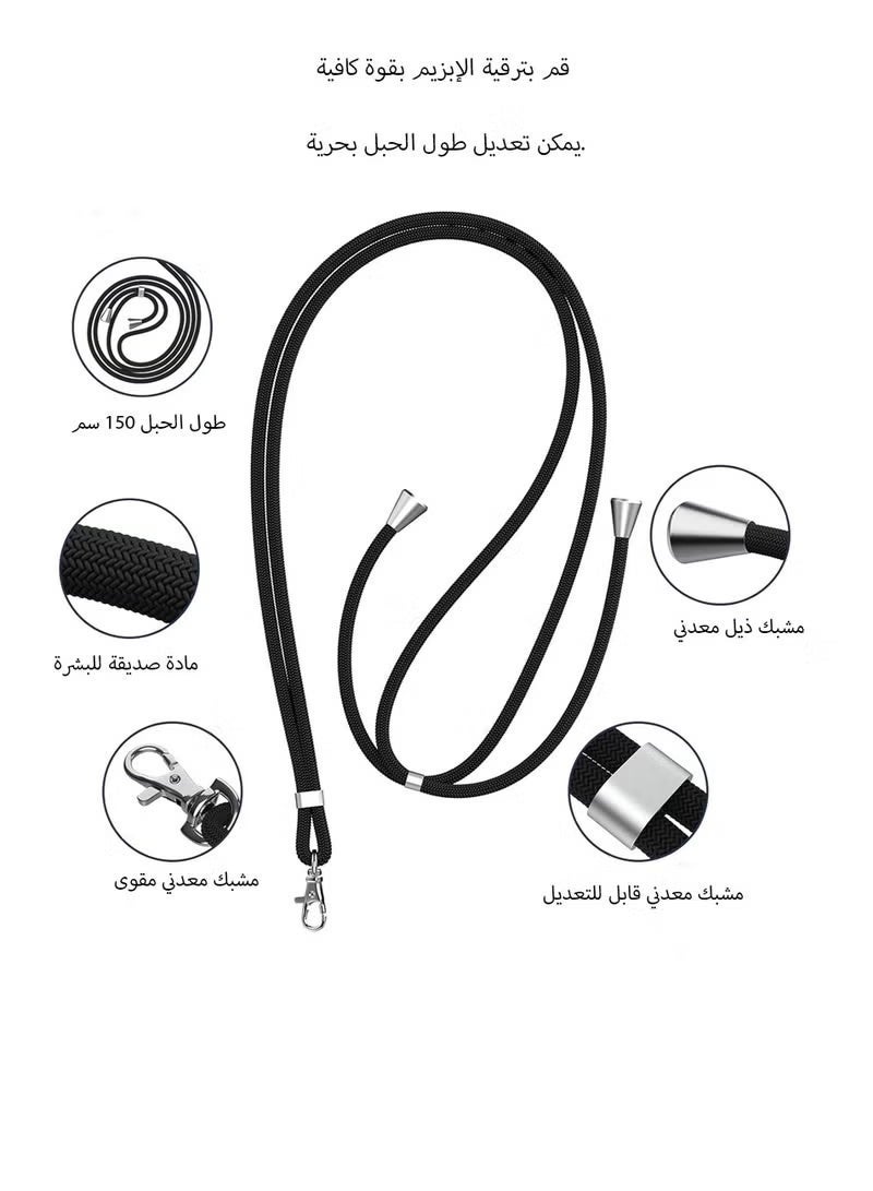 Gecomo 2-Piece Phone Lanyard, Universal Crossbody Phone Lanyard, Multi-Purpose Nylon Patch, Adjustable Shoulder and Neck Straps, Compatible with Most Smartphones, Two Lengths (Black) - Image 5