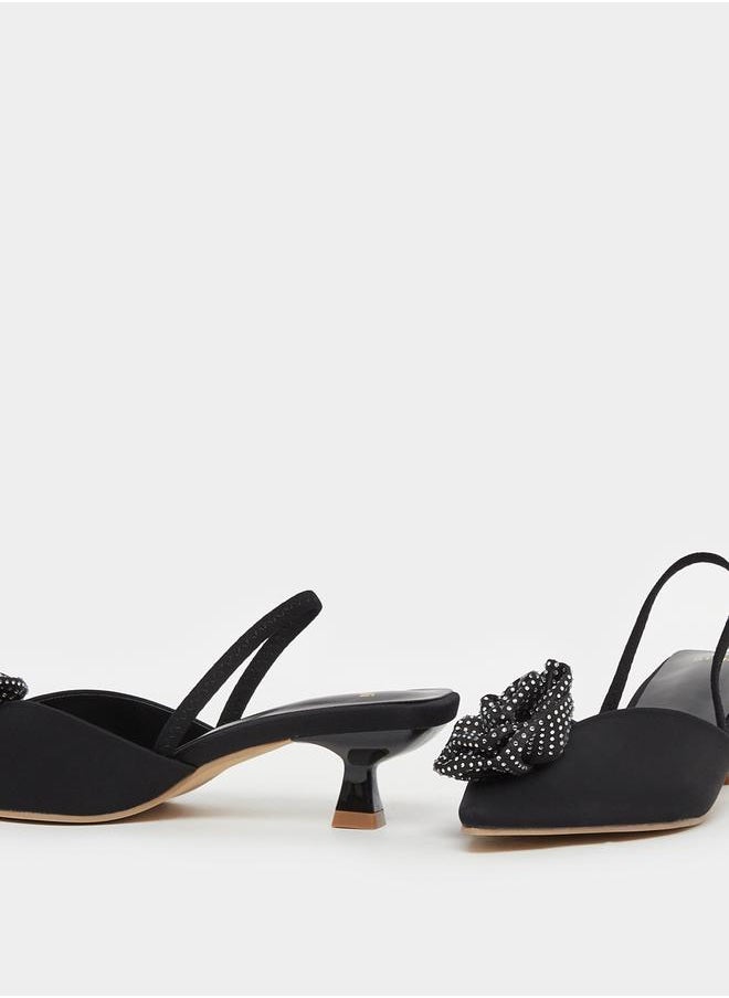 Styli Rose Flower Detail Slingback Kitten Heel Shoes  - Image 3