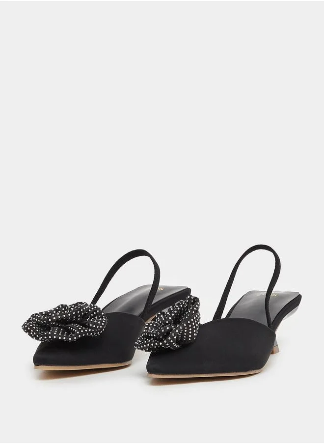 ستايلي Rose Flower Detail Slingback Kitten Heel Shoes