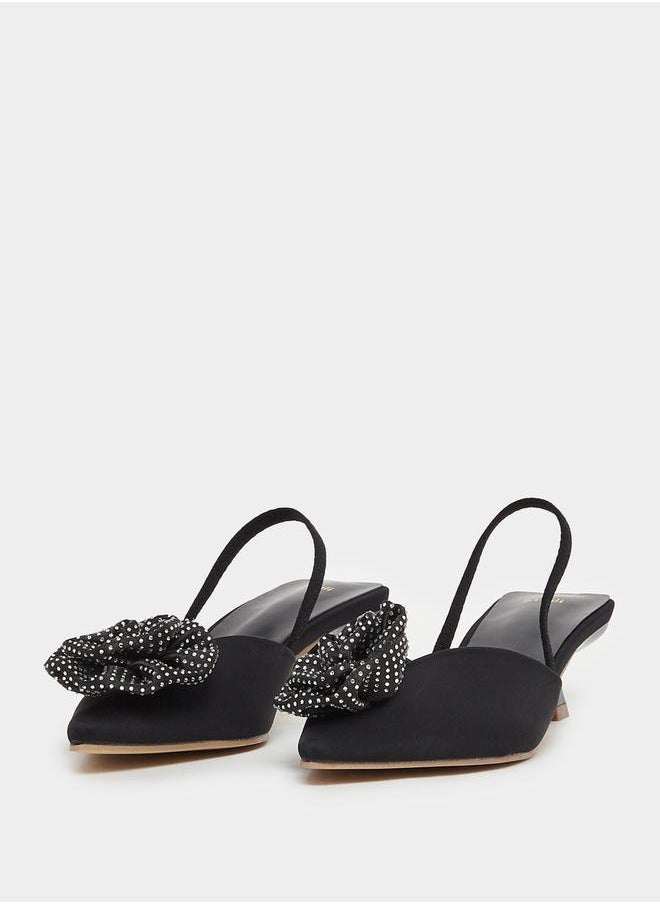Styli Rose Flower Detail Slingback Kitten Heel Shoes  - Image 2