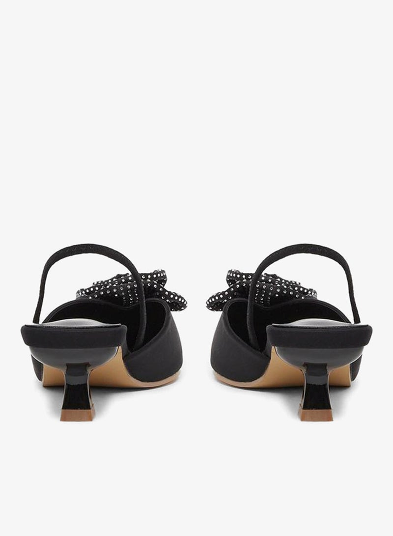 Styli Rose Flower Detail Slingback Kitten Heel Shoes - Image 4