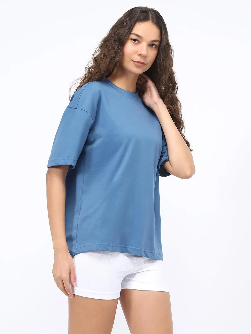 نوبيرو Women's Blue Oversized T-Shirt