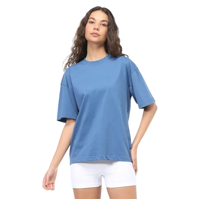 NOBERO Women's Blue Oversized T-Shirt