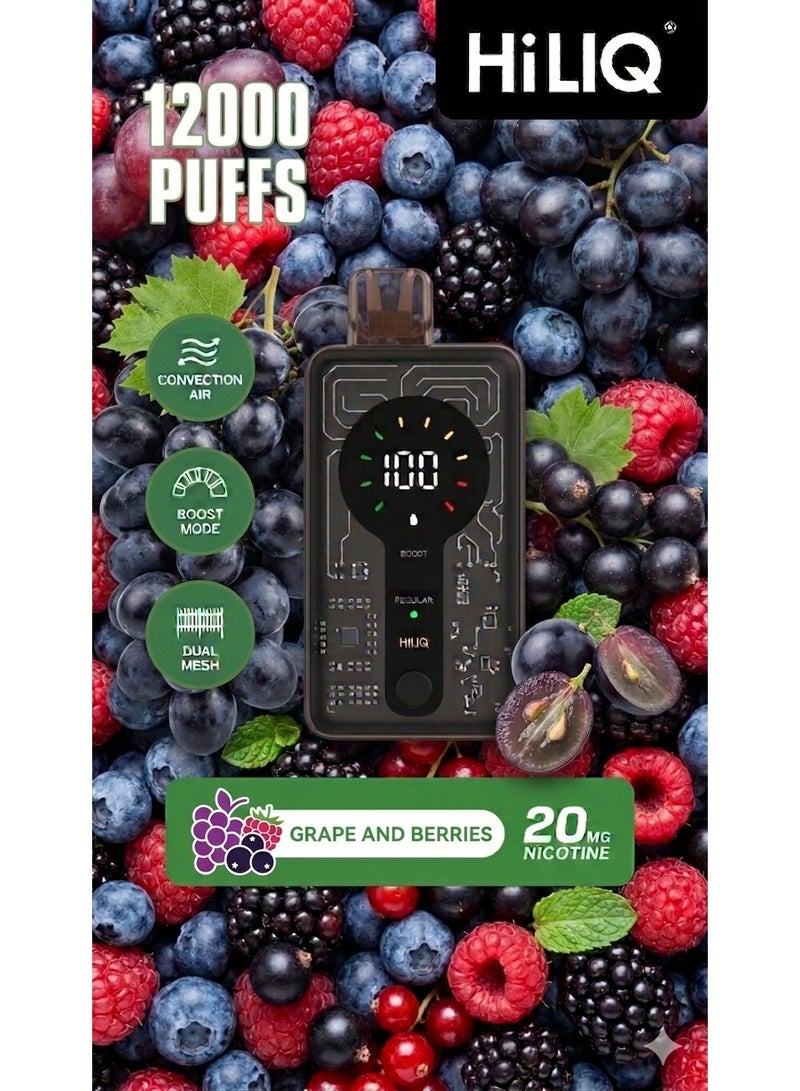 HiLIQ Grape Berry 12000 Puff 20mg Nicotine Disposable Vape - Image 1