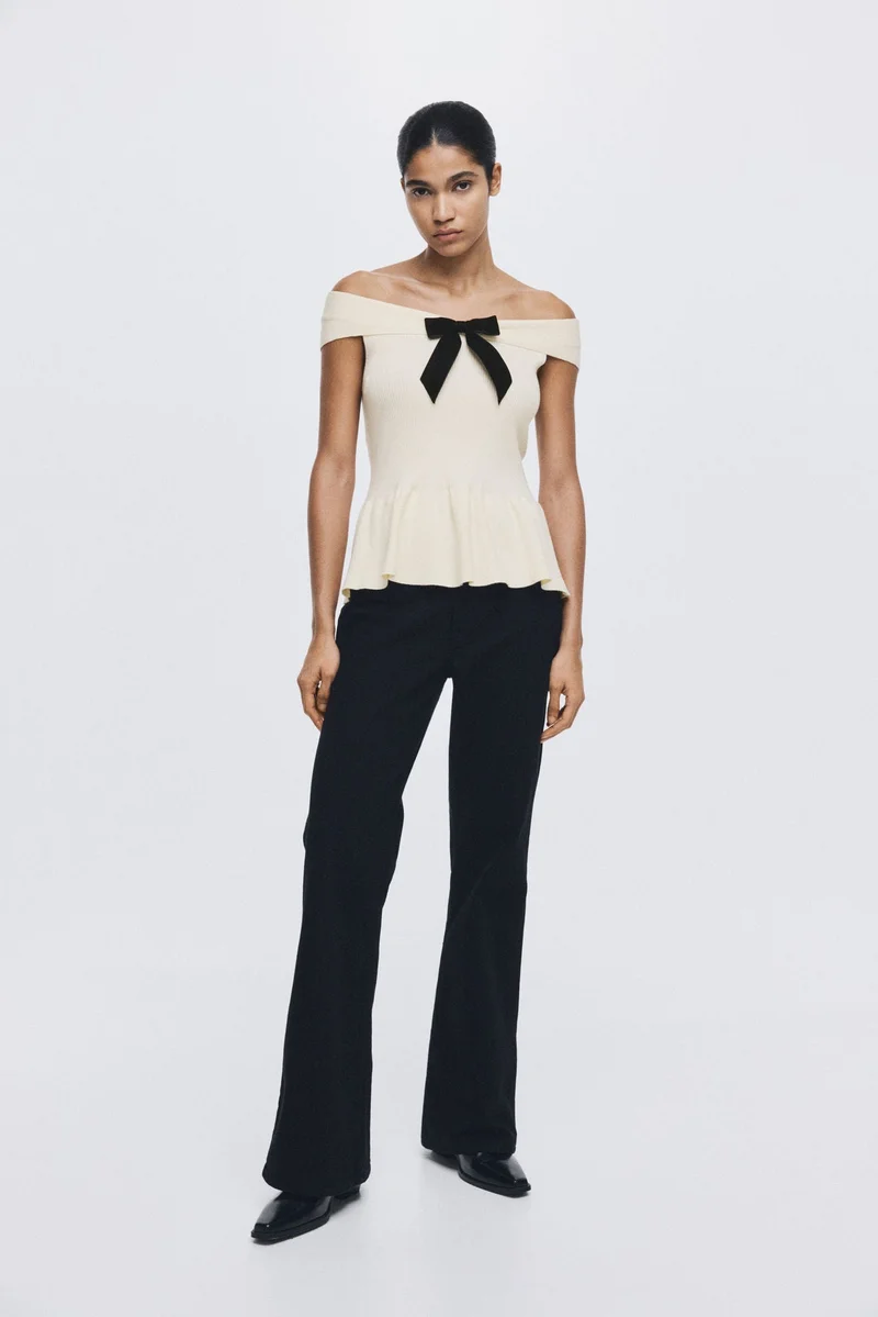 H&M Bow-detail off-the-shoulder top