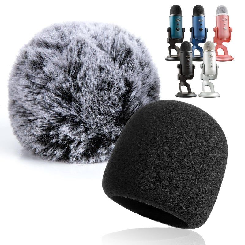 YOUSHARES 2PCS Blue Yeti Pop Filter for Blue Yeti Microphone, Yeti Foam Windscreen with Dead Cat Blue Yeti Mic Cover for Yeti Mic and Blue Yeti Pro USB Microphone - Image 1