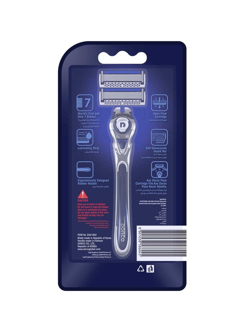 DORCO Pace7 Men System Razor Plus 2 Catridges - Image 2