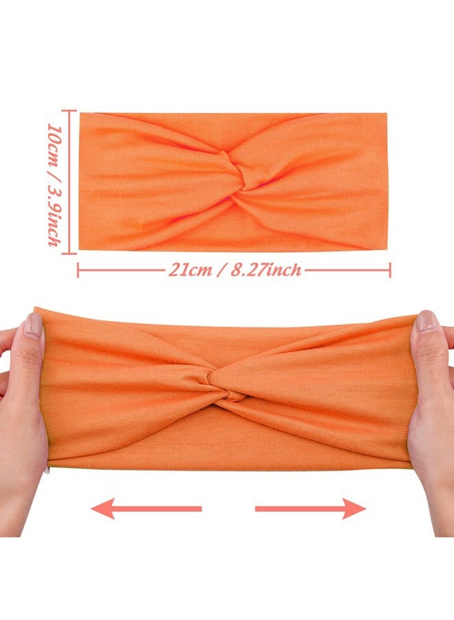 FEQO 21 Pieces Stretchy Twist Headbands for Women Wide Turban Elastic Fabric Headband Colorful Workout Sport Yoga Hair Wrap - Image 2