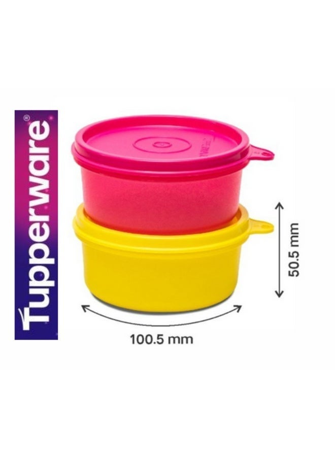 Tupperware Original Spill Proof Air tight Tropical Round Stax Storage Lunch food Container bowl/Box/Jar 200ml set of 4 pc - Image Colors (turquoise, light purple, sky blue and Dark blue) - Image 5