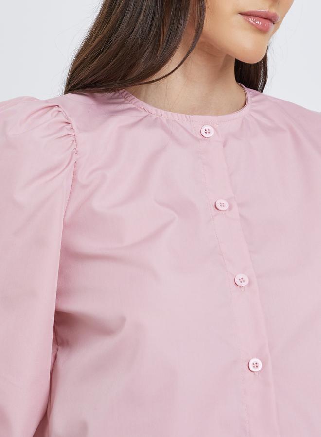 ستايلي بلوزة سادة بأكمام بالون - Image 4