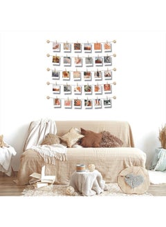 BIZYAC Hanging Photo Display Room Wall Decor - Sculptural Picture Frames Collage - 5 Strings with 30 Clips - 3M Self Adhesive Hooks - No Holes Drilling - 30 x 30 inch  - Image 2
