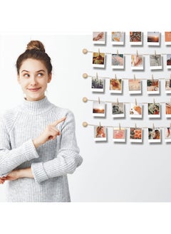 BIZYAC Hanging Photo Display Room Wall Decor - Sculptural Picture Frames Collage - 5 Strings with 30 Clips - 3M Self Adhesive Hooks - No Holes Drilling - 30 x 30 inch  - Image 5