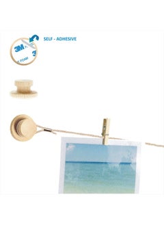 BIZYAC Hanging Photo Display Room Wall Decor - Sculptural Picture Frames Collage - 5 Strings with 30 Clips - 3M Self Adhesive Hooks - No Holes Drilling - 30 x 30 inch  - Image 3