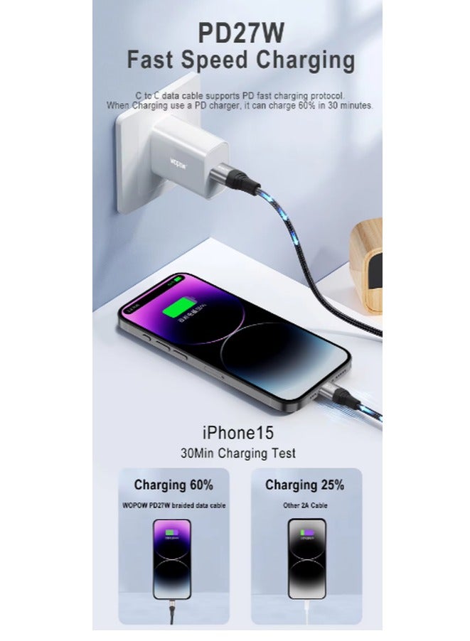 وبو 65 واط 6A كابل فائق السرعة كابل بيانات USB شحن سريع من النوع c إلى كابل من النوع c - Image 4