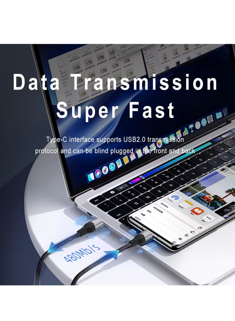 وبو 65 واط 6A كابل فائق السرعة كابل بيانات USB شحن سريع من النوع c إلى كابل من النوع c - Image 5