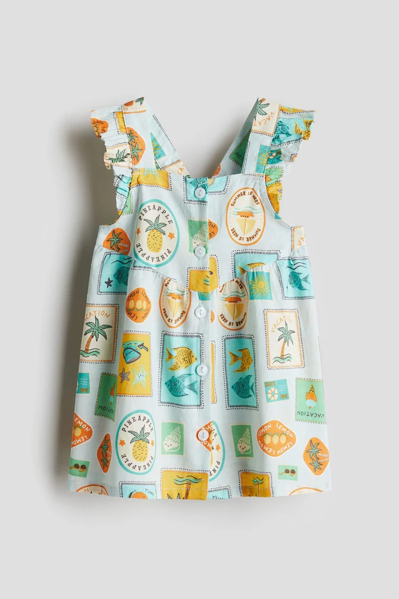اتش اند ام Flounce-trimmed cotton dress