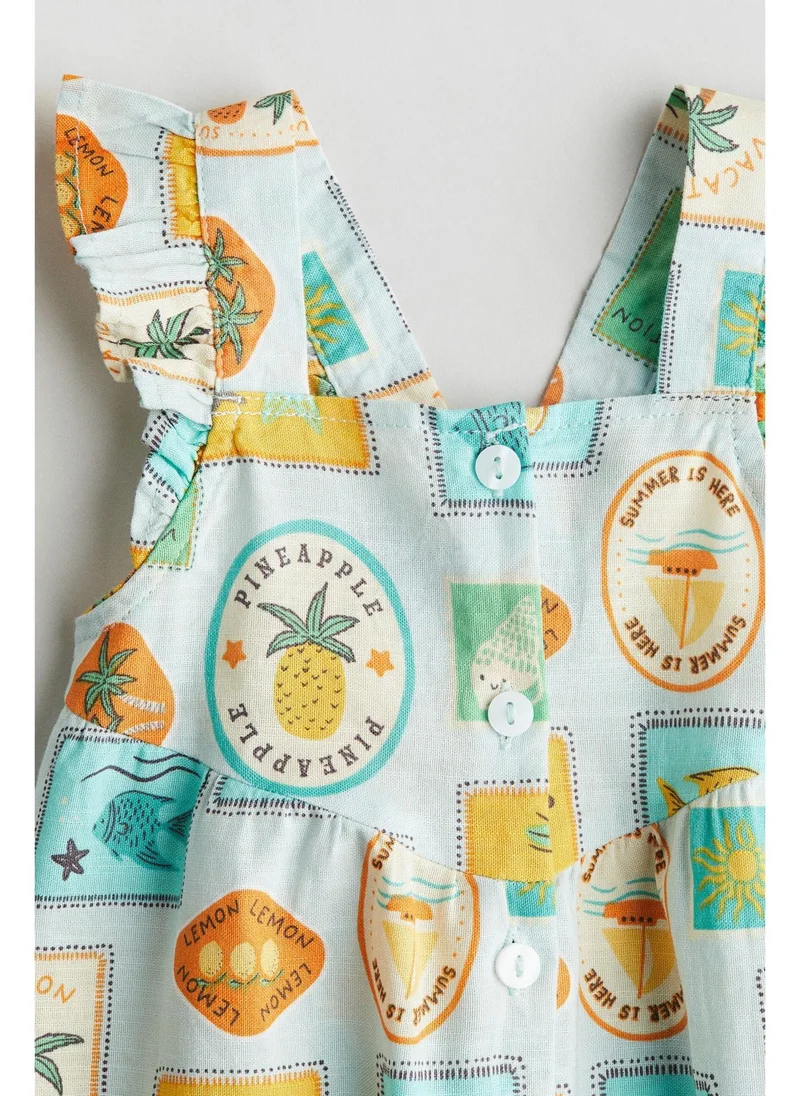 اتش اند ام Flounce-trimmed cotton dress