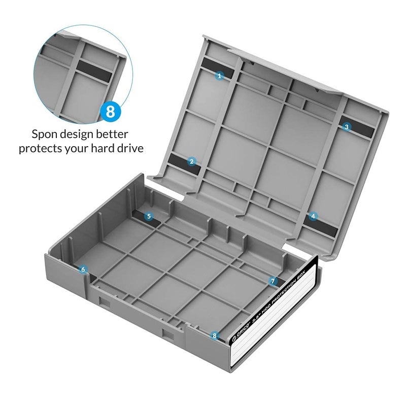 ORICO 3.5 Inch Hard Drive Case Protective Box with Anti-Static,Shockproof and Dustproof Function, Storage Case for HDD External Hard Drive Case,Gray,5 Pack-PHP35 - Image 4