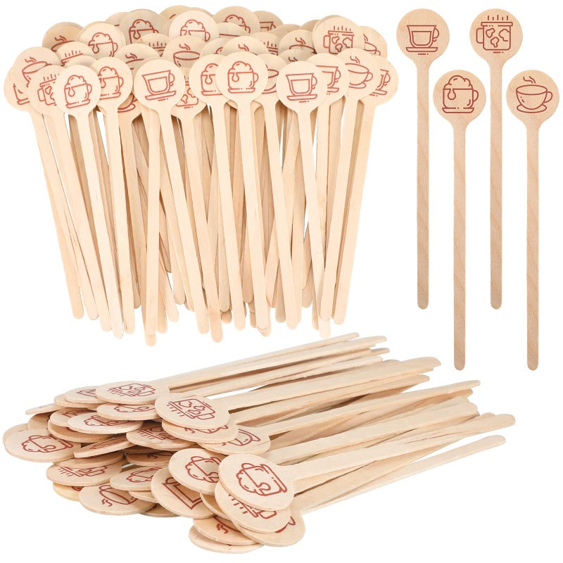 200 Pcs Wooden Coffee Stirrer 6 Inch Christmas Disposable Cocktail Drink Beverage Swizzle Sticks Round End Xmas Sticks for Milk Cocktail Tea Hot Cocoa Bar Chocolate DecorationCoffee Cup