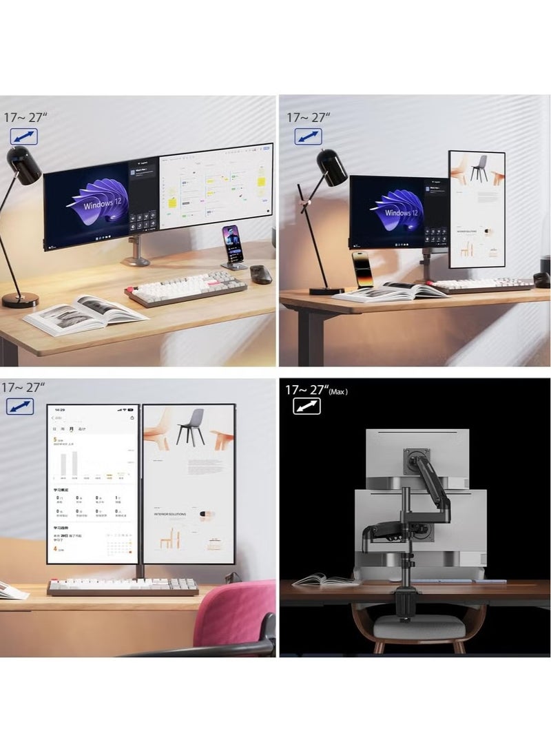 NB H180 Dual Monitor Desk Mount with Full Motion 17"-27" - Image 3