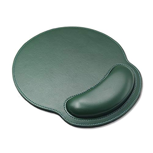 iVeze Ergonomic Mouse Pad with Wrist Support,PU Leather Mousepad for Laptop Computers,Non Slip Rubber Base Memory Foam Wrist Rest Mouse Pads for Home Work Office Easy Typing Pain Relief,Green - Image 1