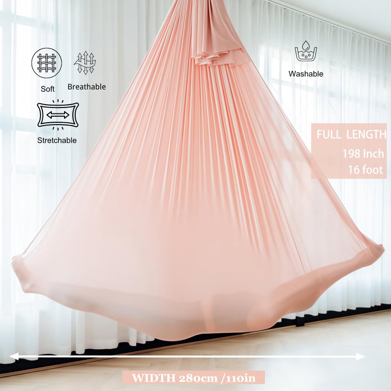 Flife F.Life Aerial Yoga Hammock 5.5 yards Premium Aerial Silk Fabric Swing for Antigravity Inversion Include Daisy Chain,Carabiner and Pose Guide - Image 2