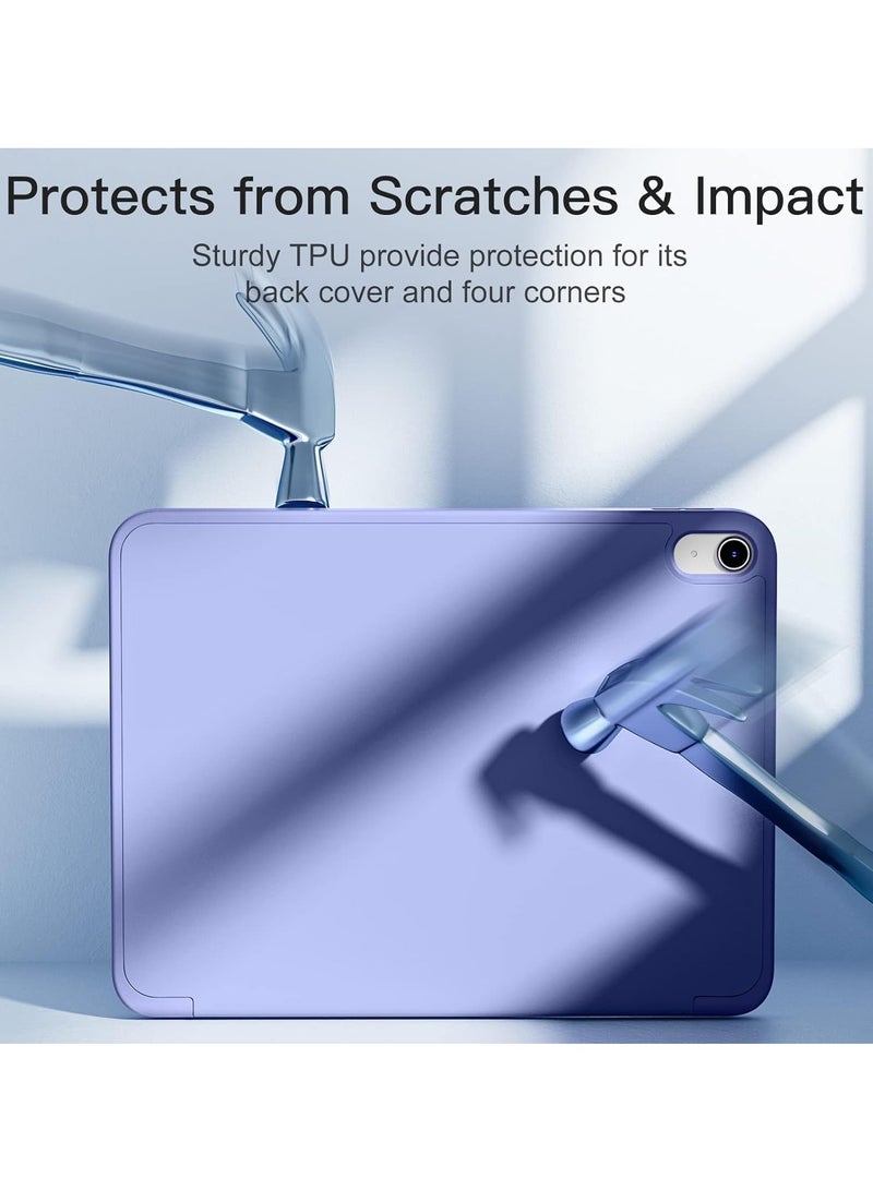 TIGER Compatible with iPad 10th Generation Case 10.9 Inch (2022) – Slim Trifold Stand Protective Cover with Pencil Holder – Soft TPU Back – Auto Sleep/Wake Function – Lightweight & Durable Smart Case  Blue Purple - Image 3