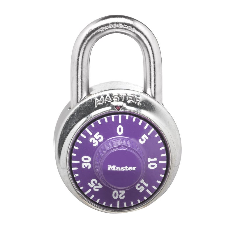 Master Lock 1514D Dial Combination Padlock 178 in Wide with 34 in Long Shackle Purple Dial