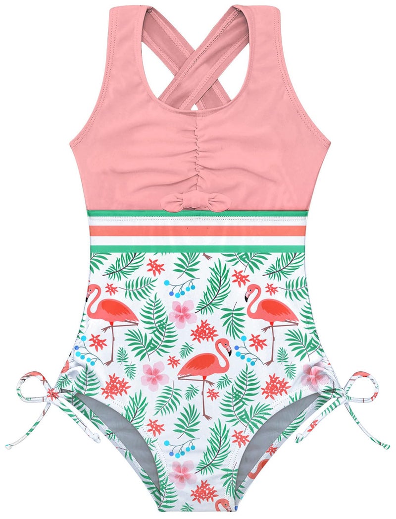 BFUSTYLE Girls One Piece Swimsuit Cute Flamingo Bathing Suits Hawaii Swimwear 12 13 Years - Image 1