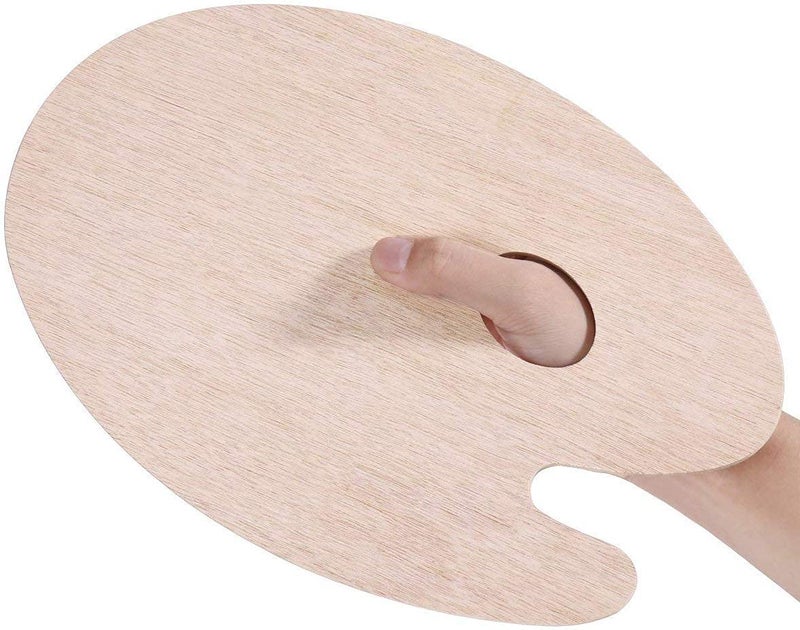 DEZIINEýExtra Large Wooden Oval-Shaped Artist Painting Palette with Thumb Hole - Wood Paint Color Mixing Tray - Easy Clean, Mix Acrylic, Oil, Watercolor ((8 X 10) INCH) - Image 4