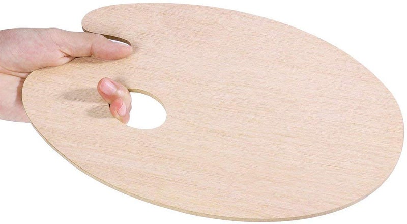 DEZIINEýExtra Large Wooden Oval-Shaped Artist Painting Palette with Thumb Hole - Wood Paint Color Mixing Tray - Easy Clean, Mix Acrylic, Oil, Watercolor ((8 X 10) INCH) - Image 3