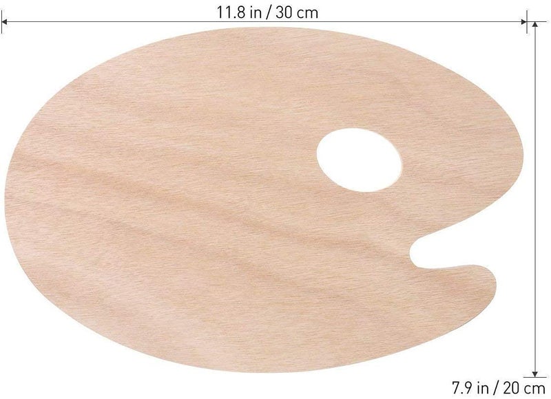 DEZIINEýExtra Large Wooden Oval-Shaped Artist Painting Palette with Thumb Hole - Wood Paint Color Mixing Tray - Easy Clean, Mix Acrylic, Oil, Watercolor ((8 X 10) INCH) - Image 2