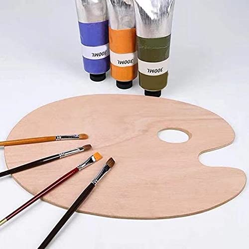 DEZIINEýExtra Large Wooden Oval-Shaped Artist Painting Palette with Thumb Hole - Wood Paint Color Mixing Tray - Easy Clean, Mix Acrylic, Oil, Watercolor ((8 X 10) INCH) - Image 5