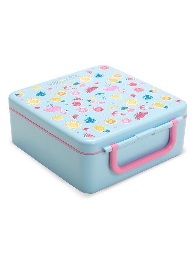 Eazy Kids Jumbo Bento Lunch Box w/ 360ml Steel Water Bottle, Spoon & Fork Set, and Insulated Lunch Bag - Flamingo Pink