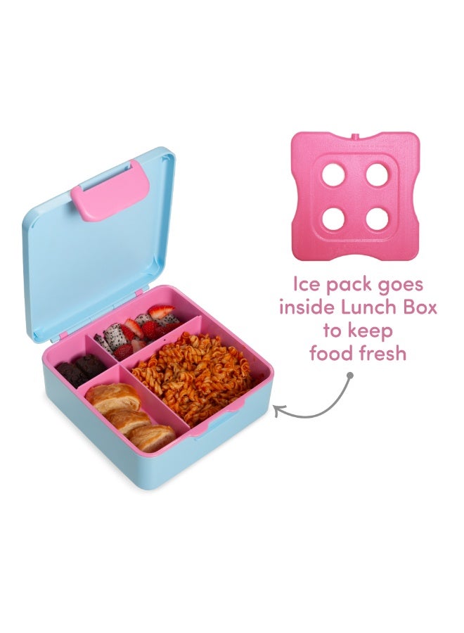 Eazy Kids Jumbo Bento Lunch Box w/ 360ml Steel Water Bottle, Spoon & Fork Set, and Insulated Lunch Bag - Flamingo Pink