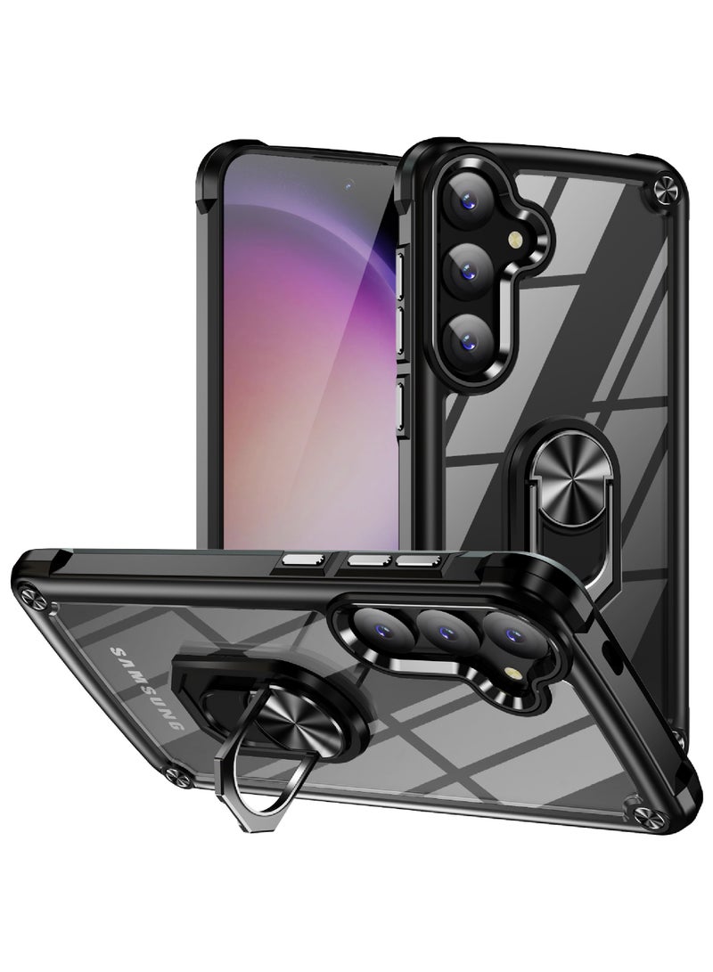 Rock Pow Heavy Duty Acrylic Protective Case with Magnetic Kickstand for Samsung Galaxy S24 - Black - Image 1