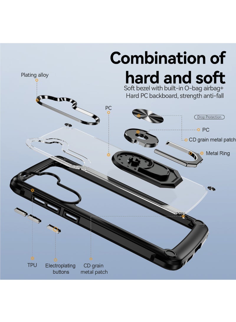 Rock Pow Heavy Duty Acrylic Protective Case with Magnetic Kickstand for Samsung Galaxy S24 - Black - Image 4