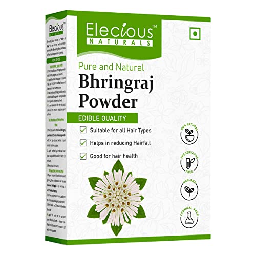 Elecious Bhringraj Powder for Hair Growth Edible Good for Hair Pack, Hair Oil and Oral Consumption Preservative Free Suitable for All Hair Types 200gm - Image 1