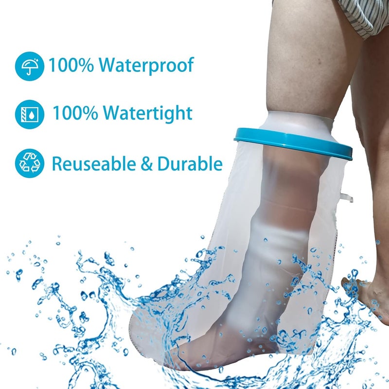 Tideshake غطاء جبيرة الساق عريض للغاية 100% مقاوم للماء للاستحمام، واقي جبيرة قصير للساق قابل لإعادة الاستخدام للبالغين، حقيبة جبيرة للاستحمام، غطاء جبيرة للاستحمام للقدم - Image 4