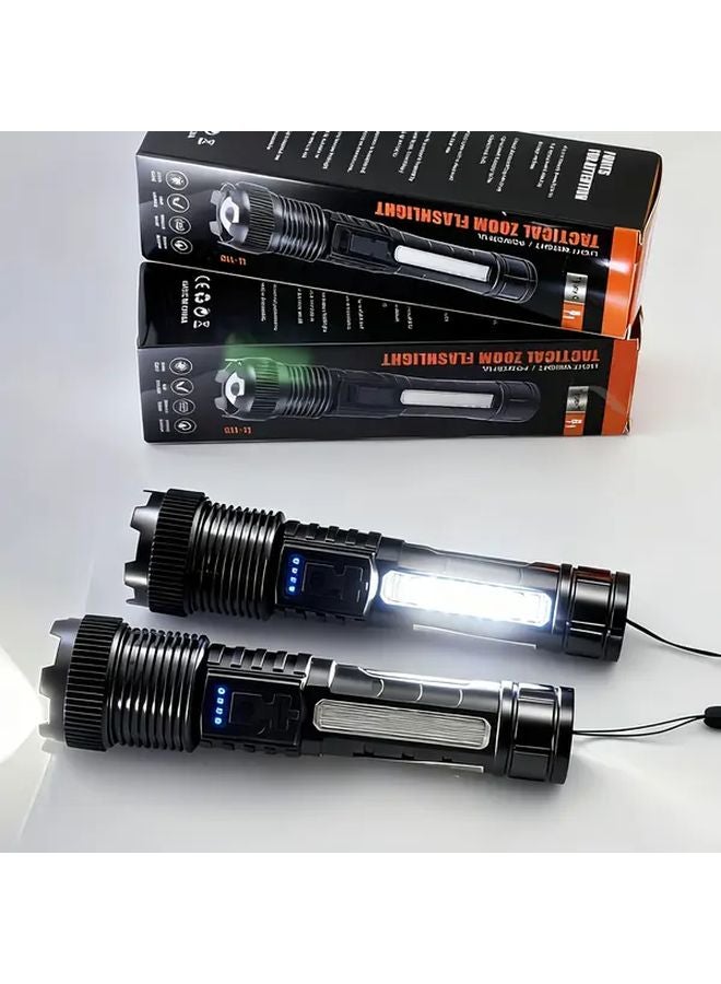 2Pcs Black Dual LED Flashlights Ultra Bright Main Light Multi Mode Side Light - Image 3